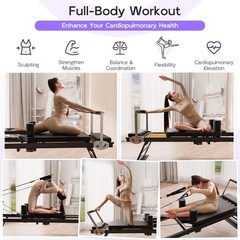 Pilates Reformer, Foldable Reformer Pilates Machine with Dual Resistance