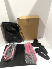 New Pink 3-in-1 Pilates Foldable Board & Exercise Equipment Stretch Bands