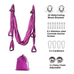 Aerial Yoga Swing Set Anti-Gravity Flying Hammock+Ceiling Mount+Foam Handle+Belt