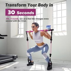 ALongSong Upgraded Pilates Bar Kit with Resistance Bands 30/40lbs, Purple Red