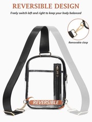 3 Pockets Clear Bag for Stadium Events with 2 Long Straps Sling Backpack Fann…
