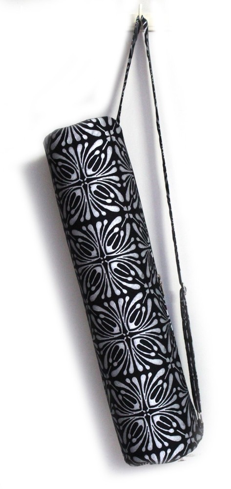 Cotton Black Silver Unisex Bag Gym Bags With Shoulder Strap Indian Yoga Mat Bags