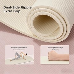 72″ x 24″ TPE Yoga Mat Non Slip, 1/4 Inch (6mm) Exercise Mat for Oat White