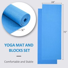 All Purpose 0.25 Inch Thick High Density No Tear Exercise Yoga Mat with Strap…