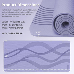 Yoga Mat High Density Exercise Mat, 76″x32″x0.27″Thick Wide & Large Yoga Mat for