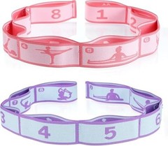 Multi-Loop Stretch Band – Yoga, Pilates, Ballet, and Pink+Blue (8 Loops)