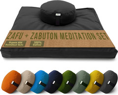 Bean Products Meditation Cushion Mat Set – Zafu Floor Pillow Organic Buckwheat P