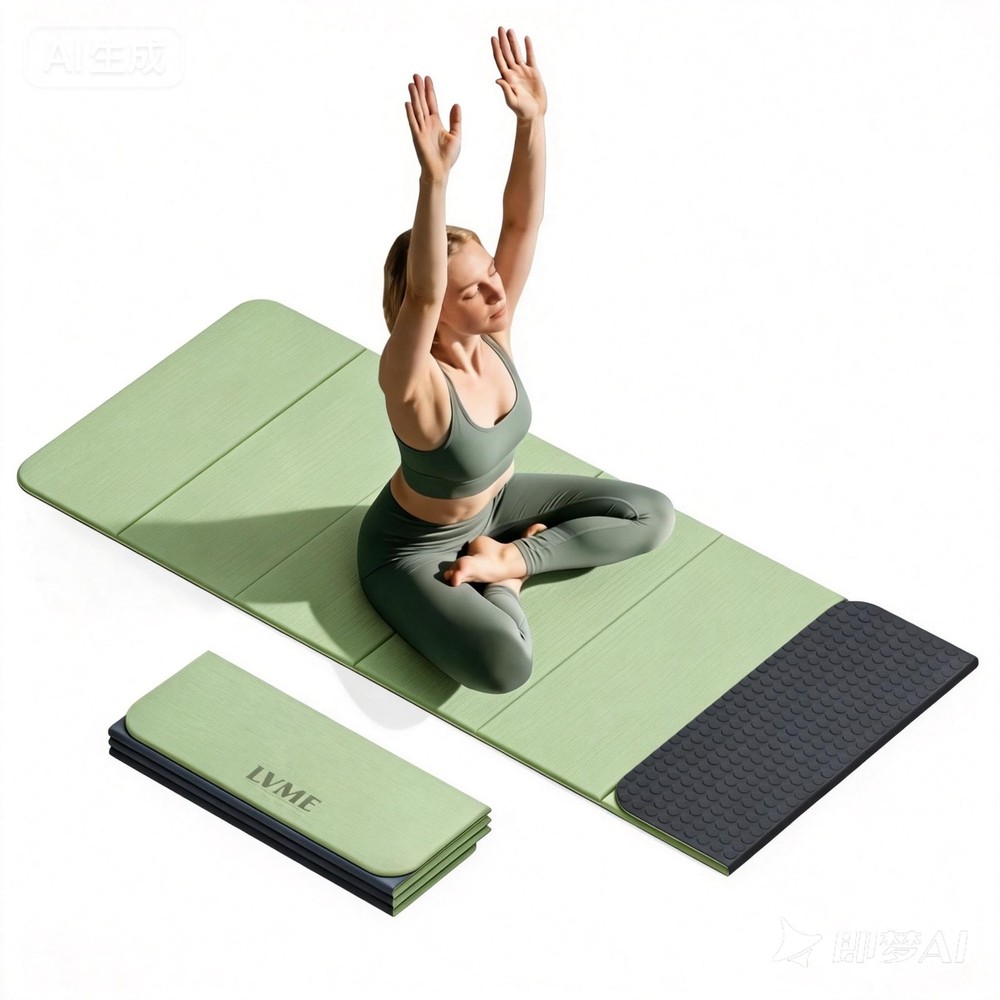 Foldable Yoga Mat, 71″x24″x1/3″ Thick, Non Slip Exercise Mat