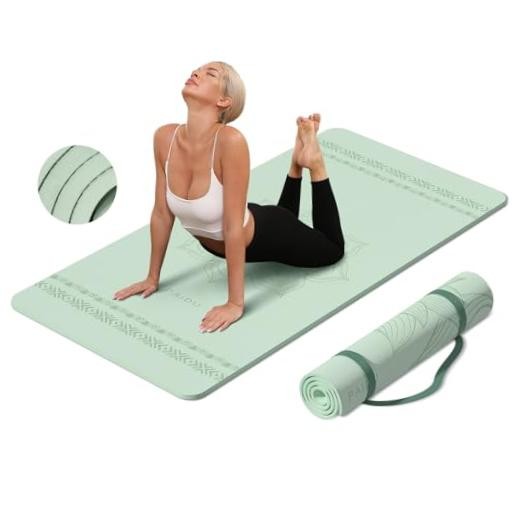 Large Yoga Mat 72″x36″x10mm Non-Slip Exercise Mat for Home Gym Studio | Green