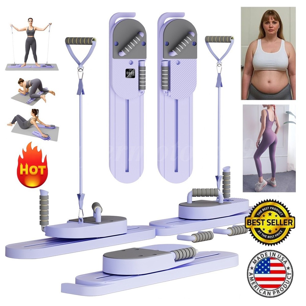 Pilates Board, Foldable Pilates Reformer Set for Home Workout with LED Timer USA