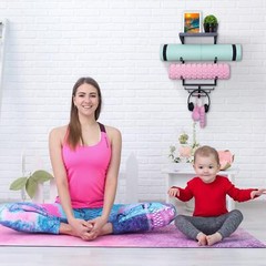 Yoga Mat Holder Wall Mount Yoga Mat Storage Rack Home Gym Accessories With 3 And