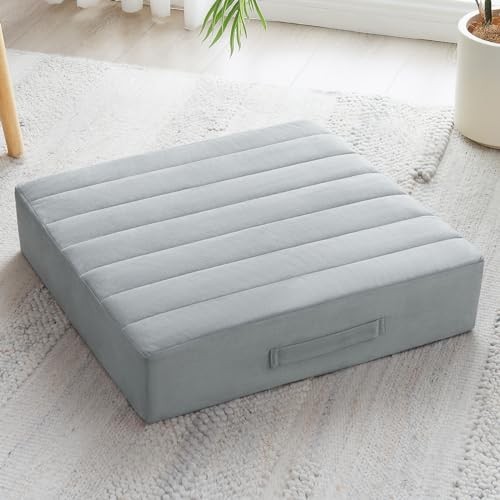 22 inches Floor Pillow for Adults – Large Meditation 1 Count Light Gray