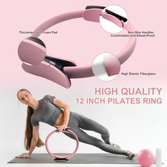 KANGFITER Pilates Equipment Kit for Home Workout, Ring and Ball Pink