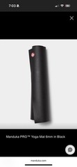 Manduka PRO Yoga Mat 6mm Non-Slip PVC Black for Yoga Pilates Unisex