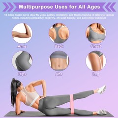 Home Pilates Essentials Kit for Women: 18Pcs Pilates Workout Equipment Set wi…