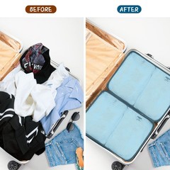 Packing Cubes Set, 2 Pcs Packing Organizers Set for Suitcases (Grey blue)