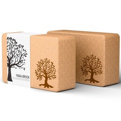 Natural Cork Yoga Blocks 2-Pack Set, Non-Slip Eco-Friendly Accessories for Yoga,