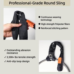 Ultra-Durable High-Strength Nylon Round Sling 3FT/94cm – Continuously Woven L…