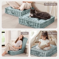 Large Floor Pillow for Adults Yoga or Meditation Cushion with Handle, Floor C…