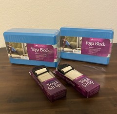 Lotus Yoga Set 2 Foam Yoga Blocks Blue Sealed & 2 Lotus Yoga Straps