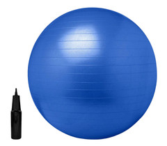 BLUE 55cm (22in) Exercise YOGA BALL & Pump Anti-Burst Stability Balance Gym ball