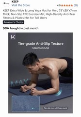 KEEP Extra Wide & Long TPE Yoga Mat 79×39 7mm Non-Slip Tear-Resistant Blue