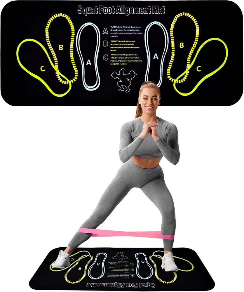 Squat Mat with Foot Position,Large Non-Slip Squat Target Pad， Pad 31.5”