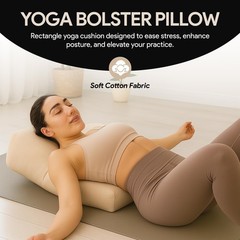 Rectangular Yoga Bolster Pillow for Meditation, Yoga & Back Support – Soft