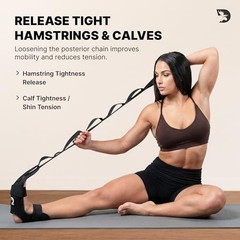 Adjustable Foot & Calf Stretcher with Padded Strap for Plantar Fasciitis Relief,