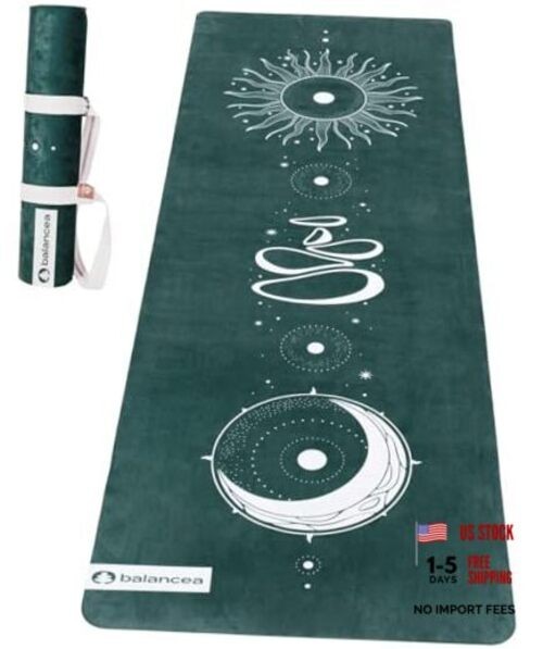 Yoga Mat With Strap 5mm Non Slip Suede & TPE – Eco-Friendly Fitness & Green