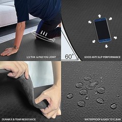 Black TPE Yoga Mat 6’x4’x1/2″ Extra Thick Non-Slip Exercise Mat