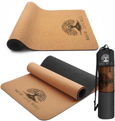 Natural Cork Yoga Mat 6Mm Thick, Large 72”X24” Non-Slip Rubber Bottom, 7.2 Lbs E