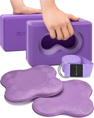 DeepZen® Yoga Blocks Wrist Support Yoga Blocks 2 Pack with Knee Pads and Stra…