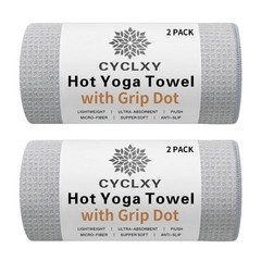 2 Pack Hot Yoga Towel with Grip Dot，Stickyfiber Yoga Mat Towels Non Slip