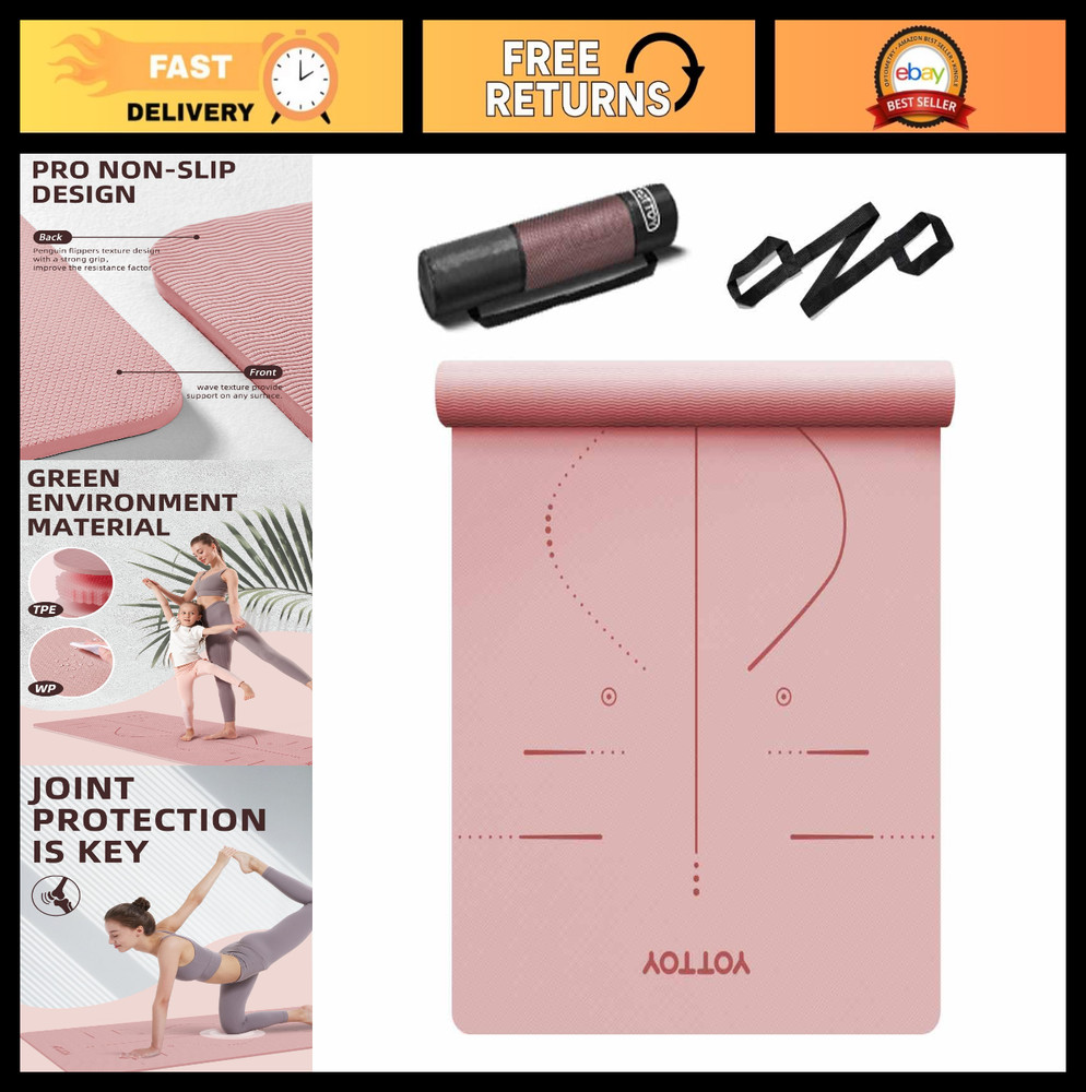Extra Wide Non-Slip Yoga Mat 72″x32″ Eco-Friendly TPE Fitness Mat with Strap Bag