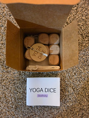 Stofinity Yoga Dice Wooden Portable Set, 7pc w/ Dice, Booklet & Drawstring Bag