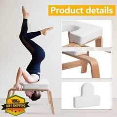 QVEEQ White Yoga Headstand Bench Wood PU Pad
