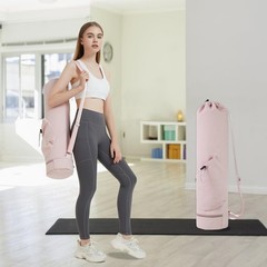 sportsnew Yoga Mat Bag with Water Bottle Pocket & Wet for Medium, Pink