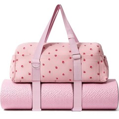 Strawberry Gym Bag For Women Girls Corduroy Yoga Mat Holder Large Dance