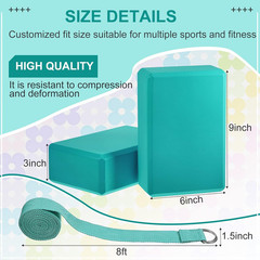 18 Pcs Yoga Blocks and Strap Set Include 12 EVA Foam Yoga Blocks Bulk 9″X6″X3″ w