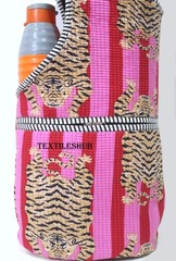 Cotton Quilted Yoga Mat Bag Handmade Tiger Print Shoulder Carrier Gym Bag