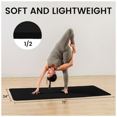 Fitvids 1/2″ Thick High Density Exercise Yoga Mat, Carrying Strap, Midnight