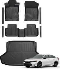 All Weather Floor Mats Trunk Liner Door Sill Guards for Honda Civic Sedan 22-26