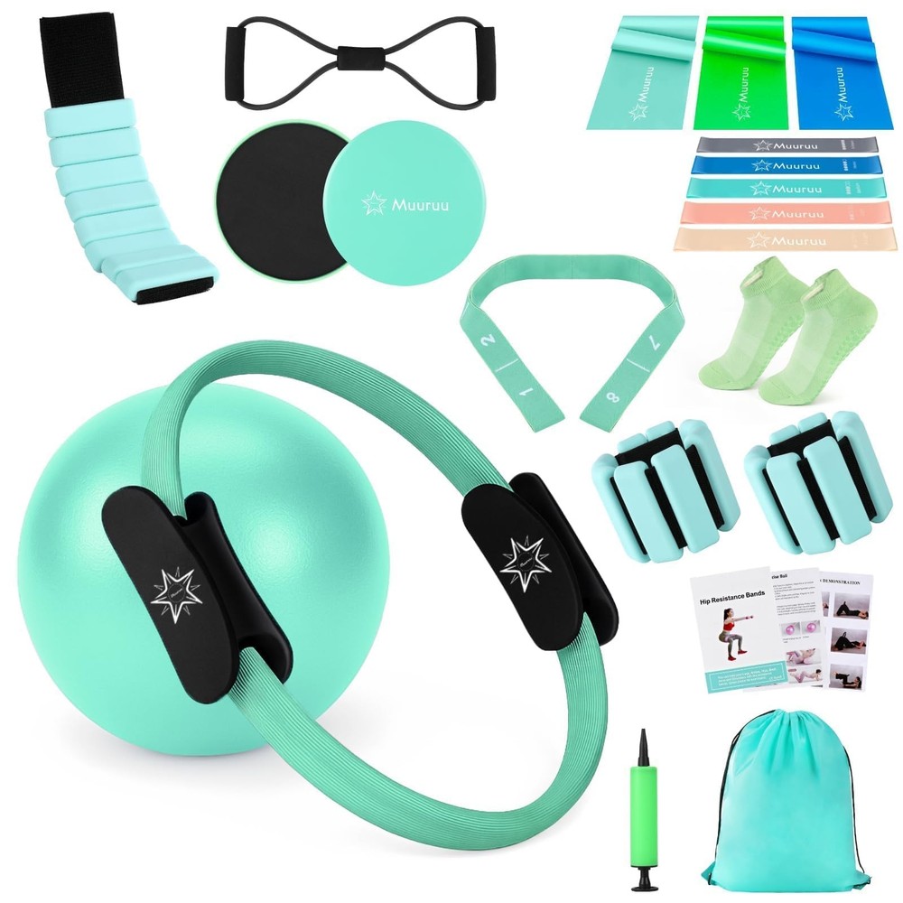 Muuruu Pilates Equipment Kit for Home Workout, Pilates Ring and Ball Set for …