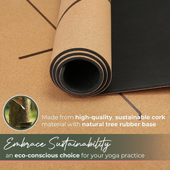 Eco-Friendly Yoga Cork Mat | 5mm Thick, Non-Slip, Extra Support & Alignment Line