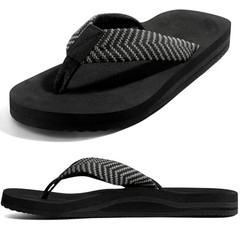 Men’s Arch Support Flip Flops-Comfortable Yoga Mat Orthotic Sandals 11 Black