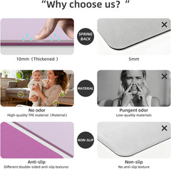 Thick 10mm Non-Slip Yoga Mat 72″x35″ Extra Large with Carrier Strap