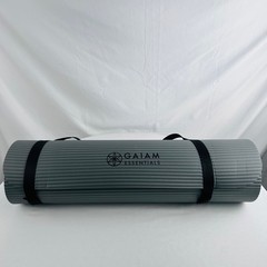 Gaiam Essentials Thick Yoga Mat w/ Easy-Cinch Carry Strap Gray Exercise Fitness