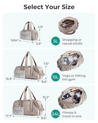 Reiki Gym Bag for Women Puffy Yoga Mat Travel Large 24L 24L-Mocha Brown