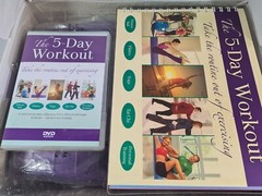 THE 5 DAY WORKOUT KIT-BOOK 5 DVDs FITNESS BALL-YOGA PILATES & EXERCISE PLAN NIOB